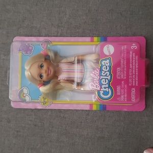 Barbie Chelsea Mattel wearing short set & pink sneakers toy small Barbie…